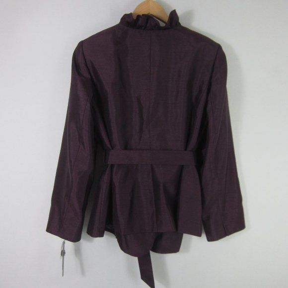 New John Meyer Womens 16W Berry Purple LS Ruffle Trim Blazer Sash NWT $300.00 XL - Picture 10 of 11
